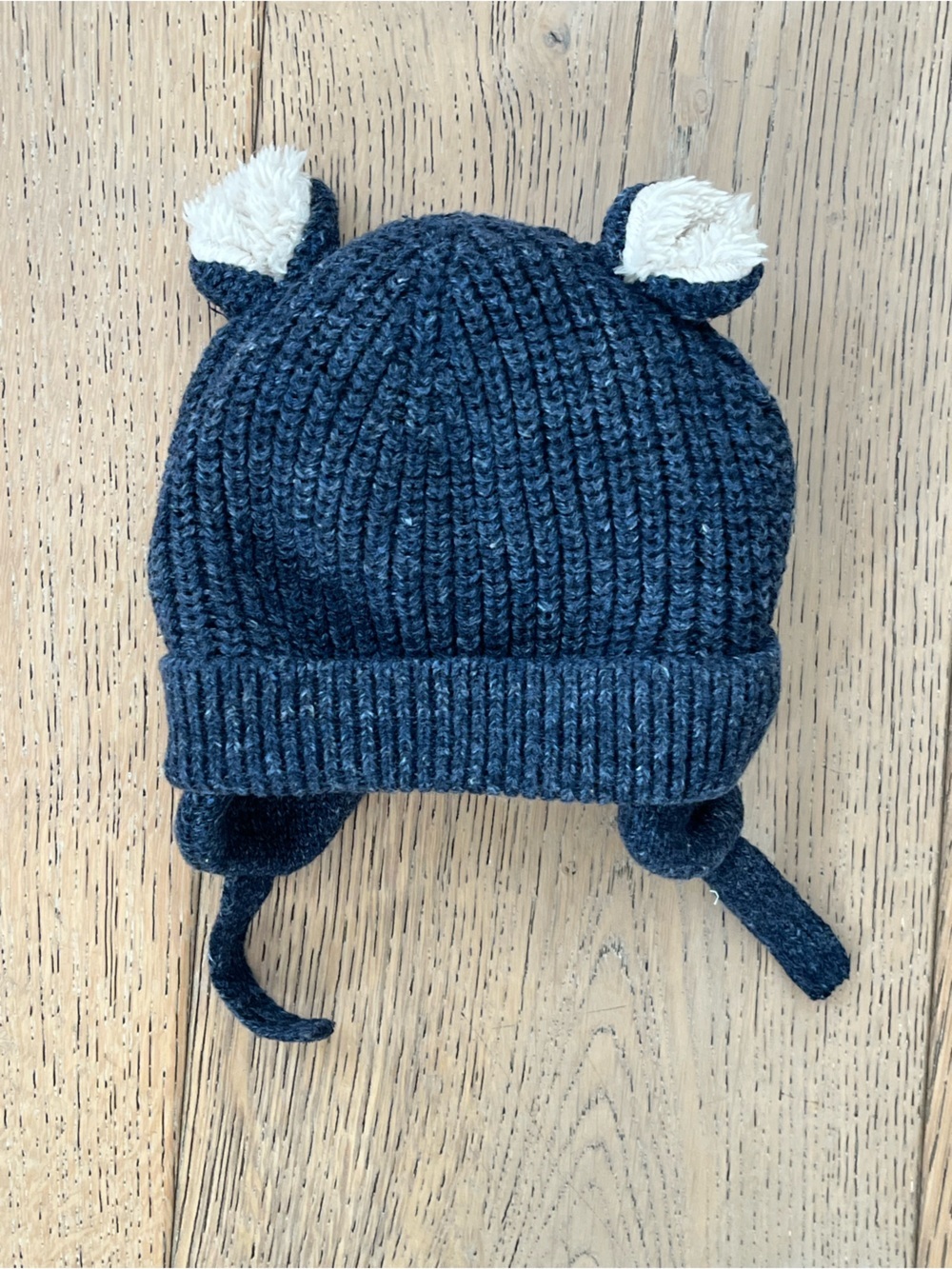 Baby Gap Boy Girl Neutral Bear Hat 3-6 months Winter Sherpa Navy Blue